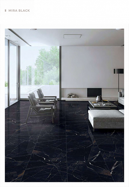 Плитка Керамогранит Art Ceramic Mira Black 60x120 High Gloss (1,44 кв.м.) под мрамор